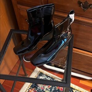 Sleek Black Patent Leather Men's Boots